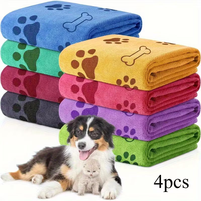 4pcs Quick-Dry Pet Towels for Pets Assorted