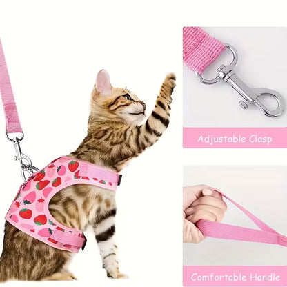 Soft Adjustable Cat Harness with Leash