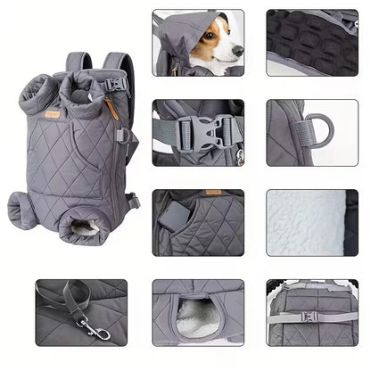Adjustable Quilted Pet Carrier Backpack for Small to Medium Dogs