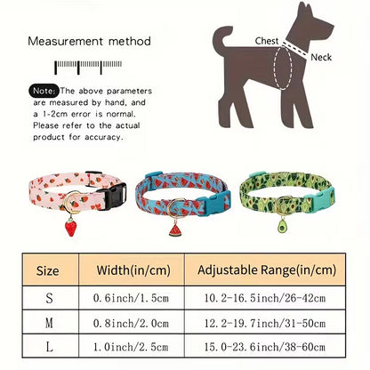 Fruit Print Pet Collar with Metal Pendant