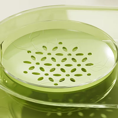 Transparent Green Cat Feeder & Water Dispenser Set