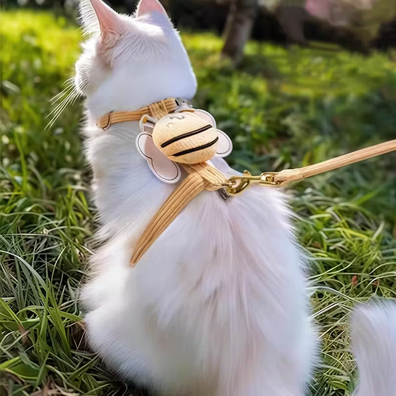 Cute Bee Cat Chest Harness and Leash Set