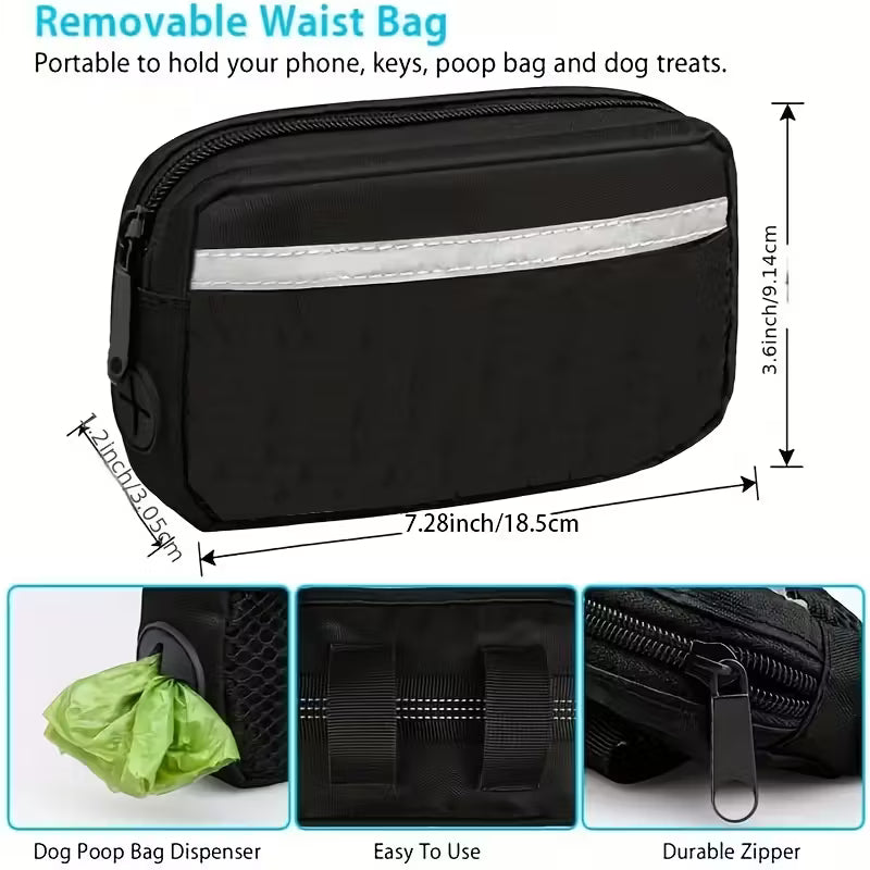 Adjustable Hands-Free Dog Running Leash with Double Handles & Elastic Retractable Rope
