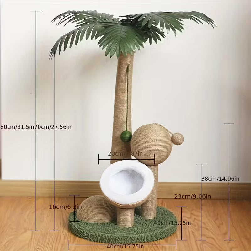 Cat Palm Tree Tower with Coconuts Scratch Posts