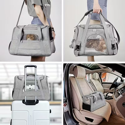 Portable Cat Carrier with Plush Mat