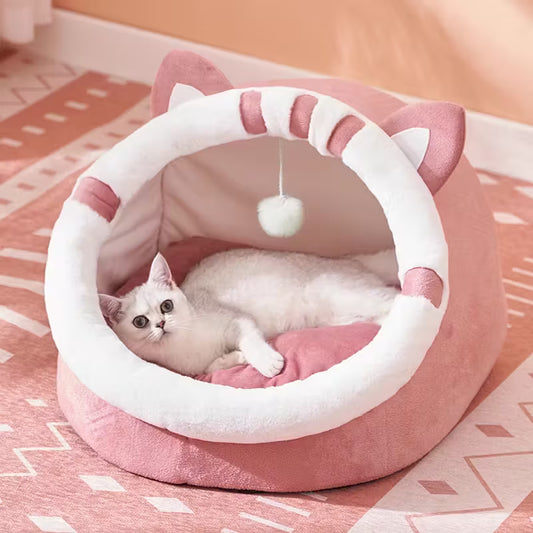 Cute Pink Cat Shaped Pet Bed