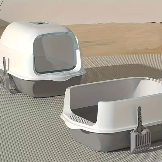 Heavy-Duty Plastic Enclosed Litter Box