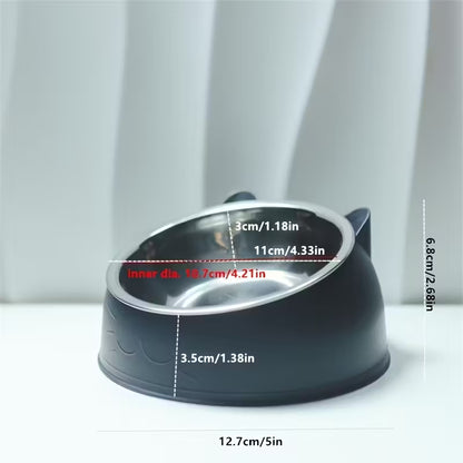 Elevated Stainless Steel White Cat Bowl