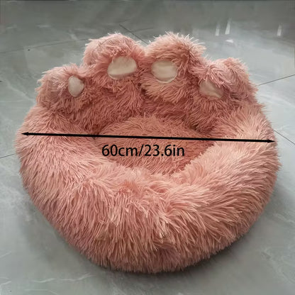 Plush Pink Pet Bed Paw Sofa