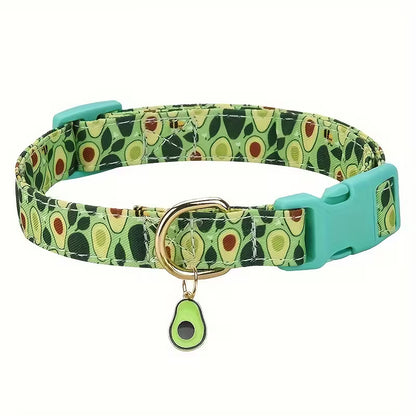 Fruit Print Pet Collar with Metal Pendant