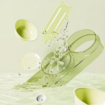 Transparent Green Cat Feeder & Water Dispenser Set