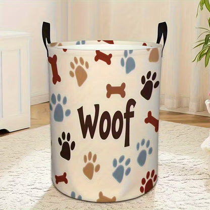Dog Bone & Paw Print Laundry Basket
