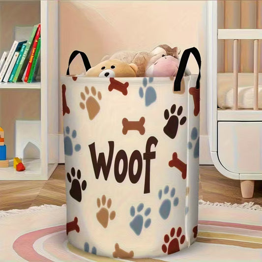 Dog Bone & Paw Print Laundry Basket