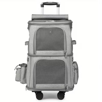 Double-Layer Pet Rolling Pet Carrier Backpack