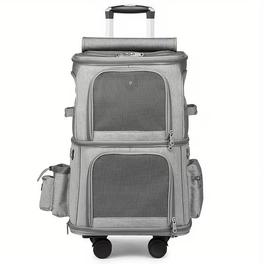 Double-Layer Pet Rolling Pet Carrier Backpack