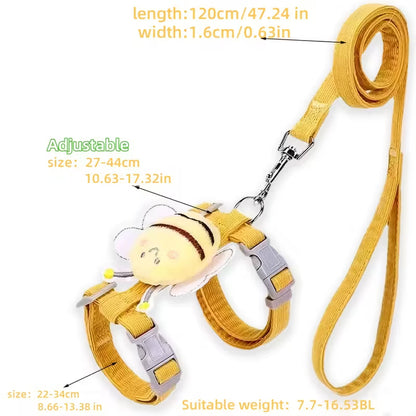 Cute Bee Cat Chest Harness and Leash Set