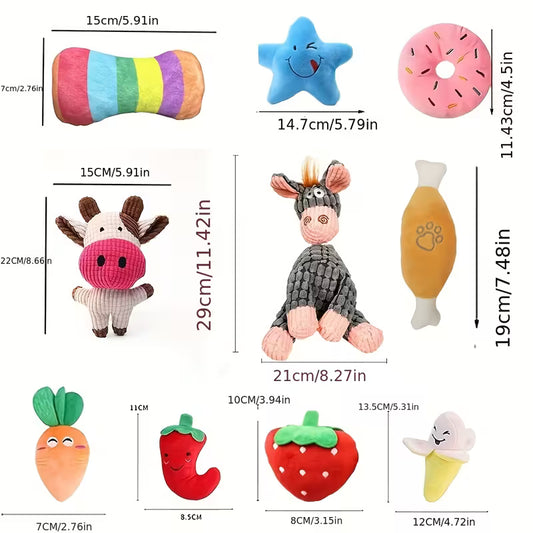 Pet Plush Toy Set, Small Dog Squeaky Toys Pack of 16