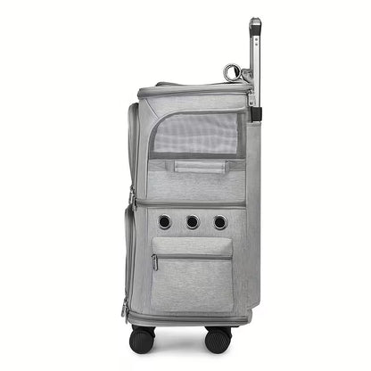 Double-Layer Pet Rolling Pet Carrier Backpack