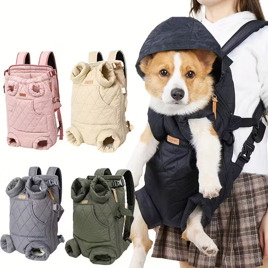 Adjustable Quilted Pet Carrier Backpack for Small to Medium Dogs