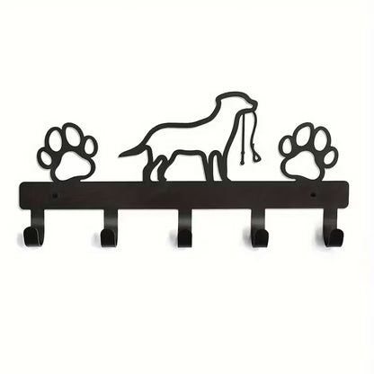 Metal Dog Leash Organizer with Paw Prints