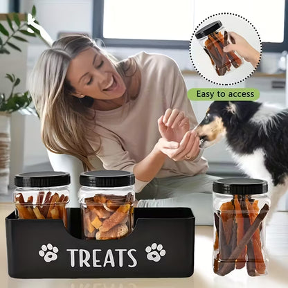Pet Treat Storage Box Set with 3 Airtight Plastic Containers