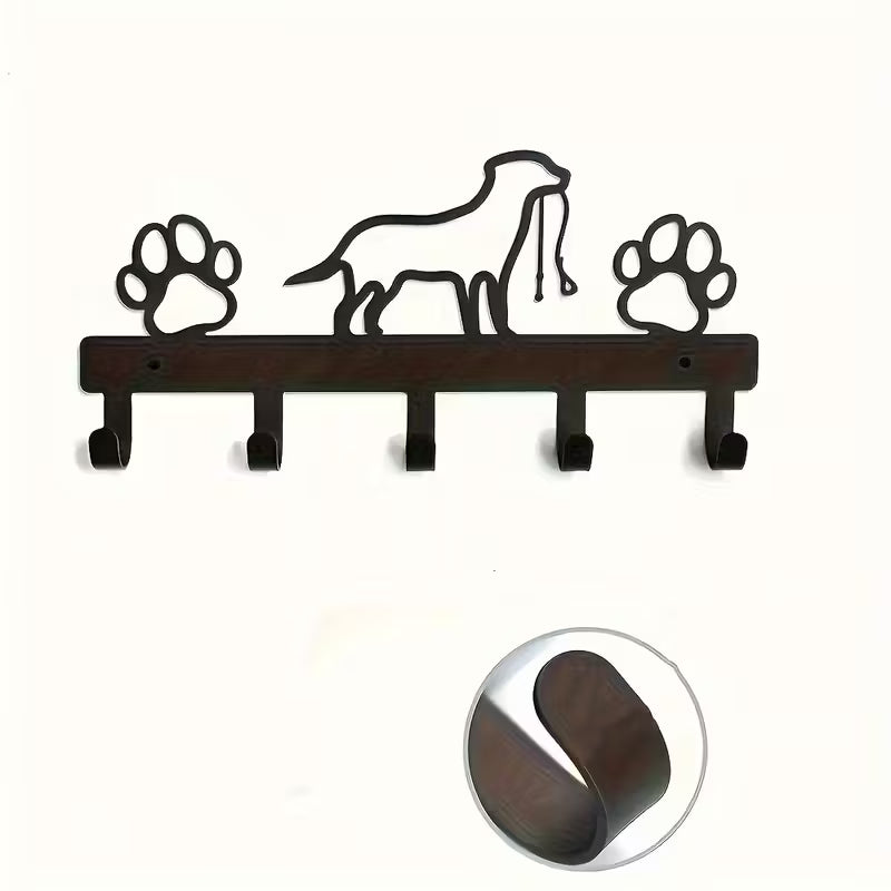 Metal Dog Leash Organizer with Paw Prints