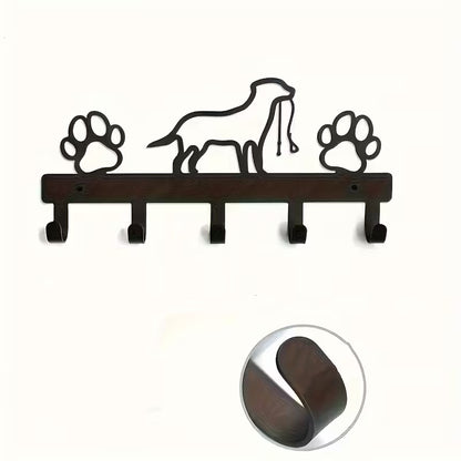 Metal Dog Leash Organizer with Paw Prints
