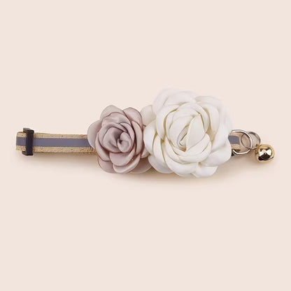Elegant Polyester Double Rose Flower Pet Collar
