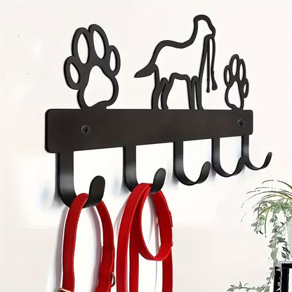 Metal Dog Leash Organizer with Paw Prints