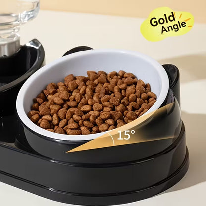 Two In-One Stainless Steel Grey Pet Bowl Set