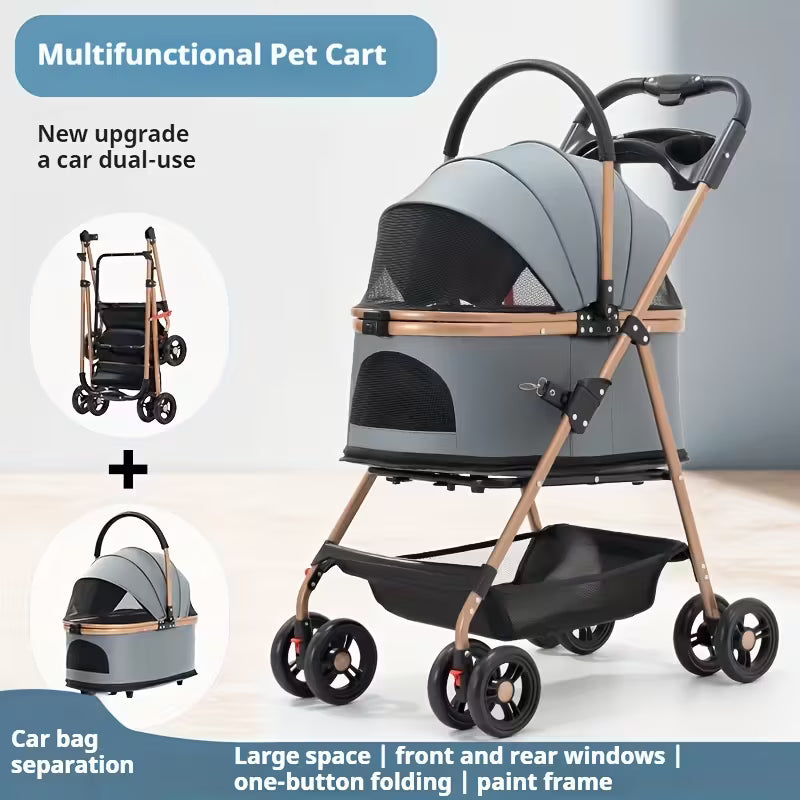 Versatile Pet Stroller for Small to Medium Dogs and Cats