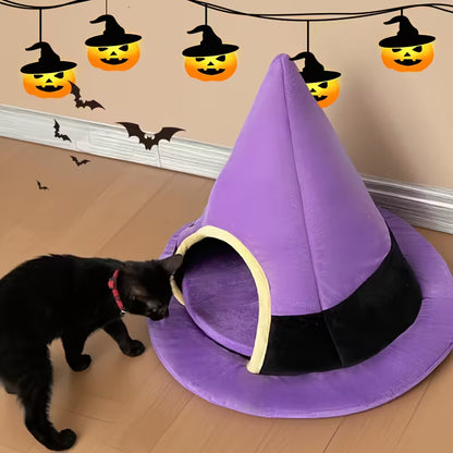 Witch Hat Purple Cat Pet Bed