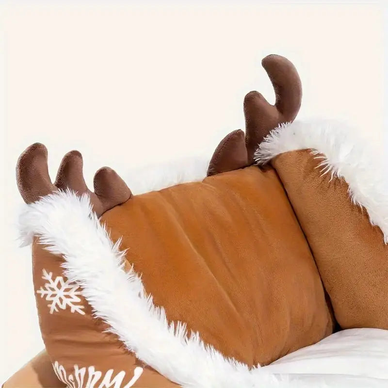 Festive Christmas Plush Sled Dog Bed