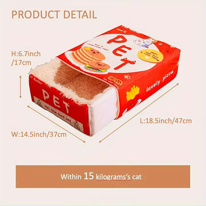 Rectangular Fully Enclosed Cat Bed with Snack Box Design