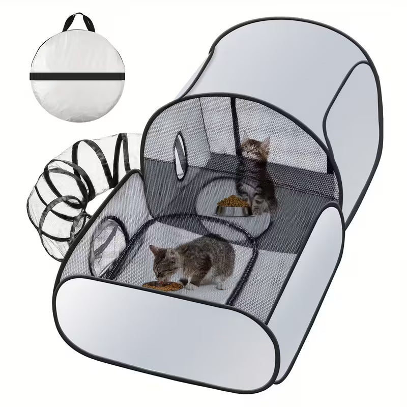 3-in-1 Cat Playpen with Encircling Tunnel