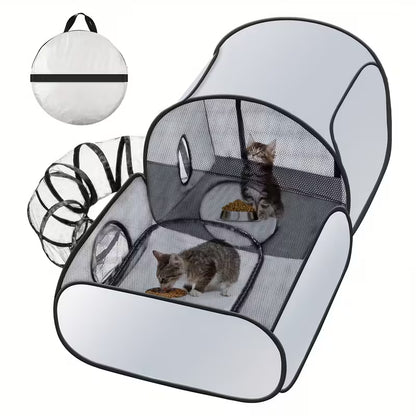 3-in-1 Cat Playpen with Encircling Tunnel