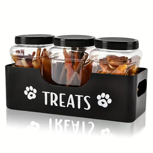 Pet Treat Storage Box Set with 3 Airtight Plastic Containers