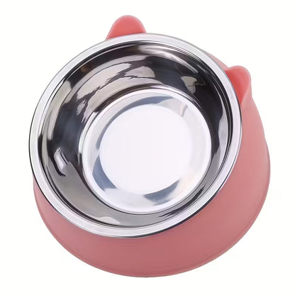 Elevated Stainless Steel Blue Cat Bowl