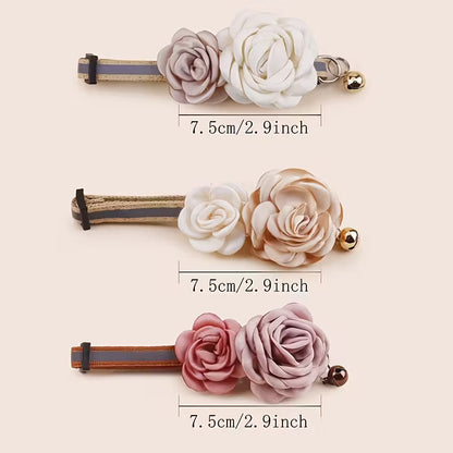 Elegant Polyester Double Rose Flower Pet Collar