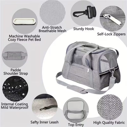 Portable Cat Carrier with Plush Mat