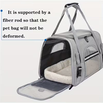 Portable Cat Carrier with Plush Mat