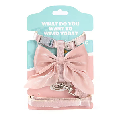 Bow Design Cat Chest Harness and Leash Set