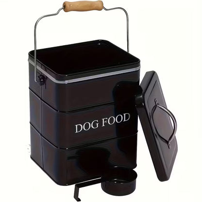 Metal Dog Food Storage Container with Airtight Lid & Spoon
